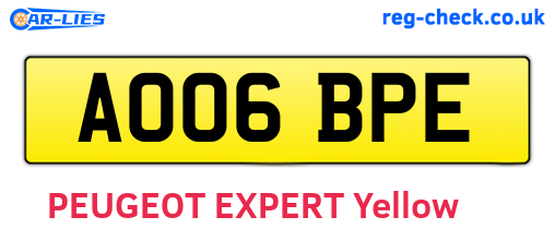 AO06BPE are the vehicle registration plates.