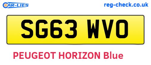 SG63WVO are the vehicle registration plates.