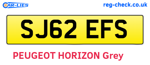 SJ62EFS are the vehicle registration plates.