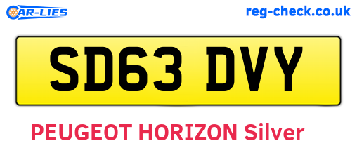 SD63DVY are the vehicle registration plates.