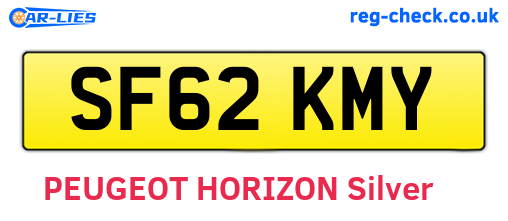 SF62KMY are the vehicle registration plates.