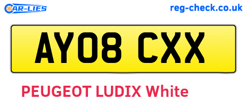 AY08CXX are the vehicle registration plates.