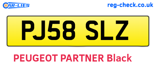 PJ58SLZ are the vehicle registration plates.