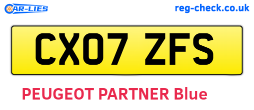 CX07ZFS are the vehicle registration plates.