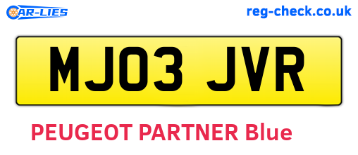MJ03JVR are the vehicle registration plates.