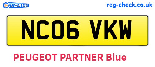 NC06VKW are the vehicle registration plates.
