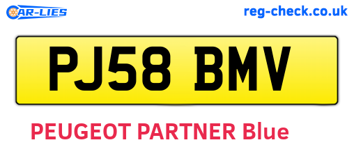 PJ58BMV are the vehicle registration plates.