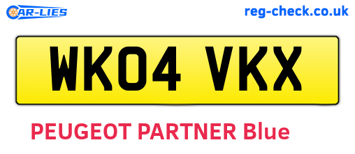 WK04VKX are the vehicle registration plates.