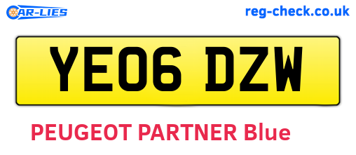 YE06DZW are the vehicle registration plates.