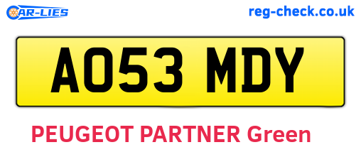 AO53MDY are the vehicle registration plates.