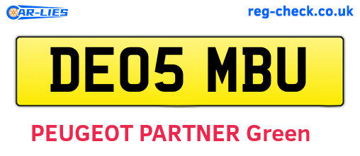 DE05MBU are the vehicle registration plates.