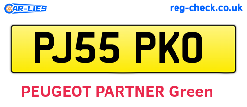 PJ55PKO are the vehicle registration plates.