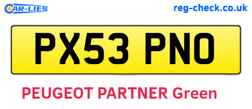 PX53PNO are the vehicle registration plates.
