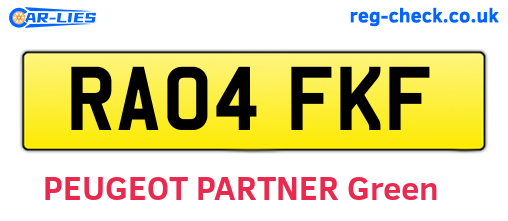 RA04FKF are the vehicle registration plates.