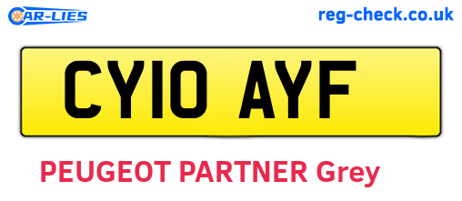 CY10AYF are the vehicle registration plates.