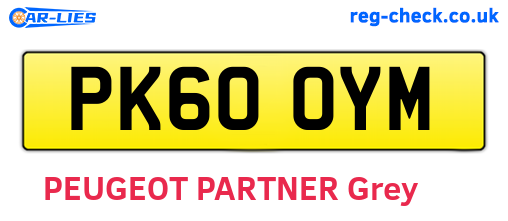 PK60OYM are the vehicle registration plates.