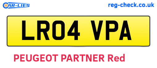 LR04VPA are the vehicle registration plates.