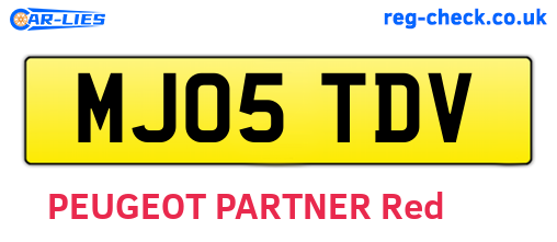 MJ05TDV are the vehicle registration plates.