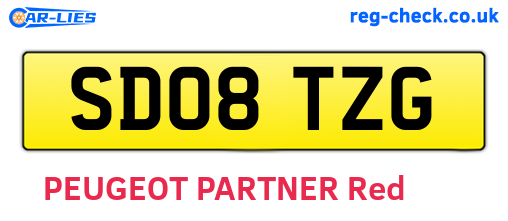 SD08TZG are the vehicle registration plates.
