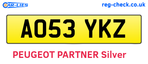 AO53YKZ are the vehicle registration plates.