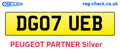 DG07UEB are the vehicle registration plates.
