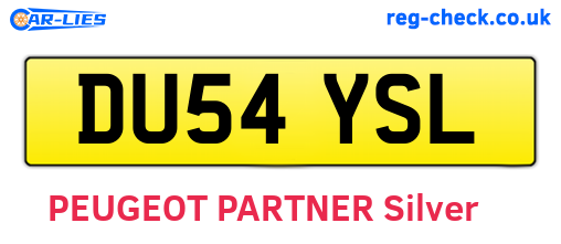DU54YSL are the vehicle registration plates.