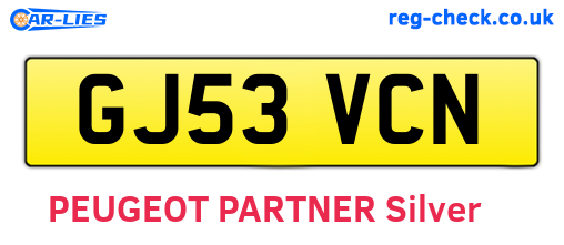 GJ53VCN are the vehicle registration plates.