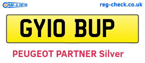 GY10BUP are the vehicle registration plates.