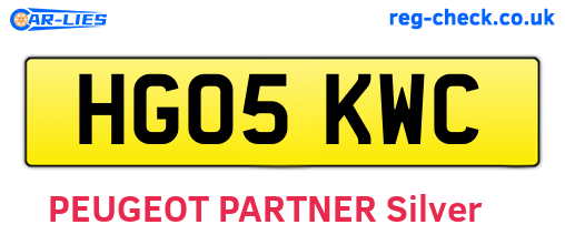 HG05KWC are the vehicle registration plates.