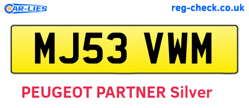 MJ53VWM are the vehicle registration plates.