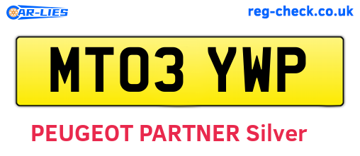 MT03YWP are the vehicle registration plates.