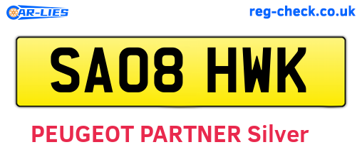 SA08HWK are the vehicle registration plates.