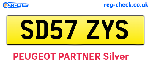 SD57ZYS are the vehicle registration plates.