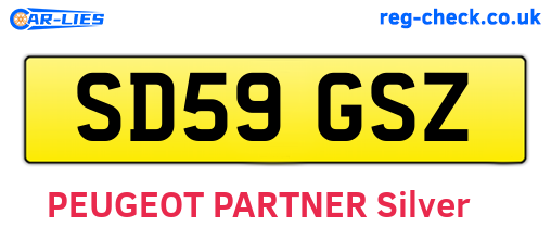 SD59GSZ are the vehicle registration plates.