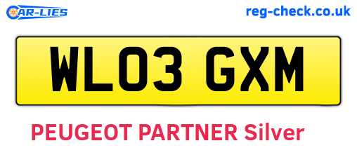 WL03GXM are the vehicle registration plates.