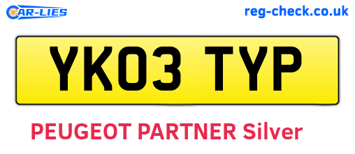 YK03TYP are the vehicle registration plates.