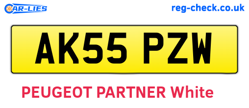 AK55PZW are the vehicle registration plates.