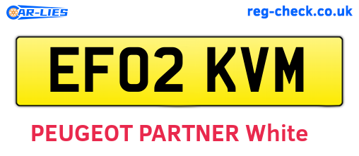 EF02KVM are the vehicle registration plates.
