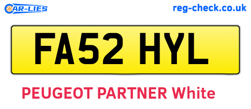 FA52HYL are the vehicle registration plates.