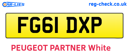 FG61DXP are the vehicle registration plates.