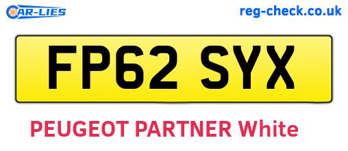 FP62SYX are the vehicle registration plates.