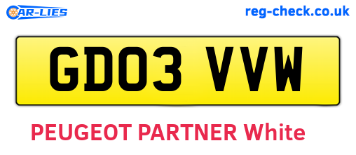 GD03VVW are the vehicle registration plates.