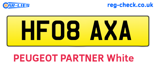 HF08AXA are the vehicle registration plates.