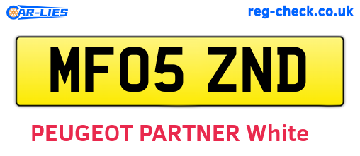 MF05ZND are the vehicle registration plates.
