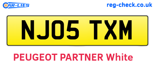 NJ05TXM are the vehicle registration plates.