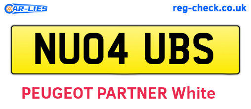 NU04UBS are the vehicle registration plates.