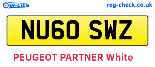 NU60SWZ are the vehicle registration plates.