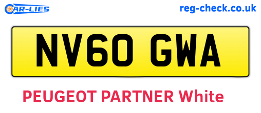 NV60GWA are the vehicle registration plates.