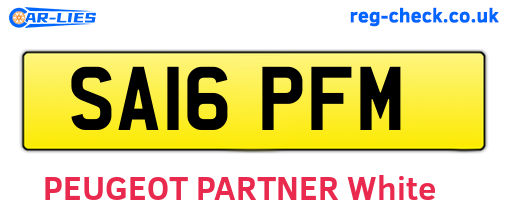 SA16PFM are the vehicle registration plates.