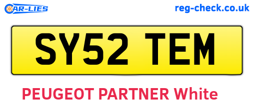 SY52TEM are the vehicle registration plates.